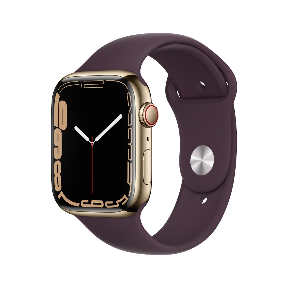 

Apple Watch Series 7 GPS + Cellular - 45 mm MKJX3HN/A Gold Stainless Steel Dark Cherry Band