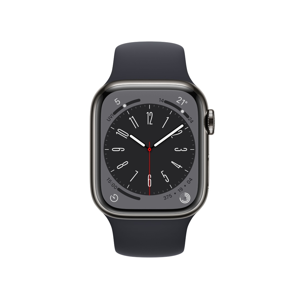 

Apple Watch Series 8 41 mm Graphite Stainless Steel Case with Midnight Sport Band (GPS + Cellular)