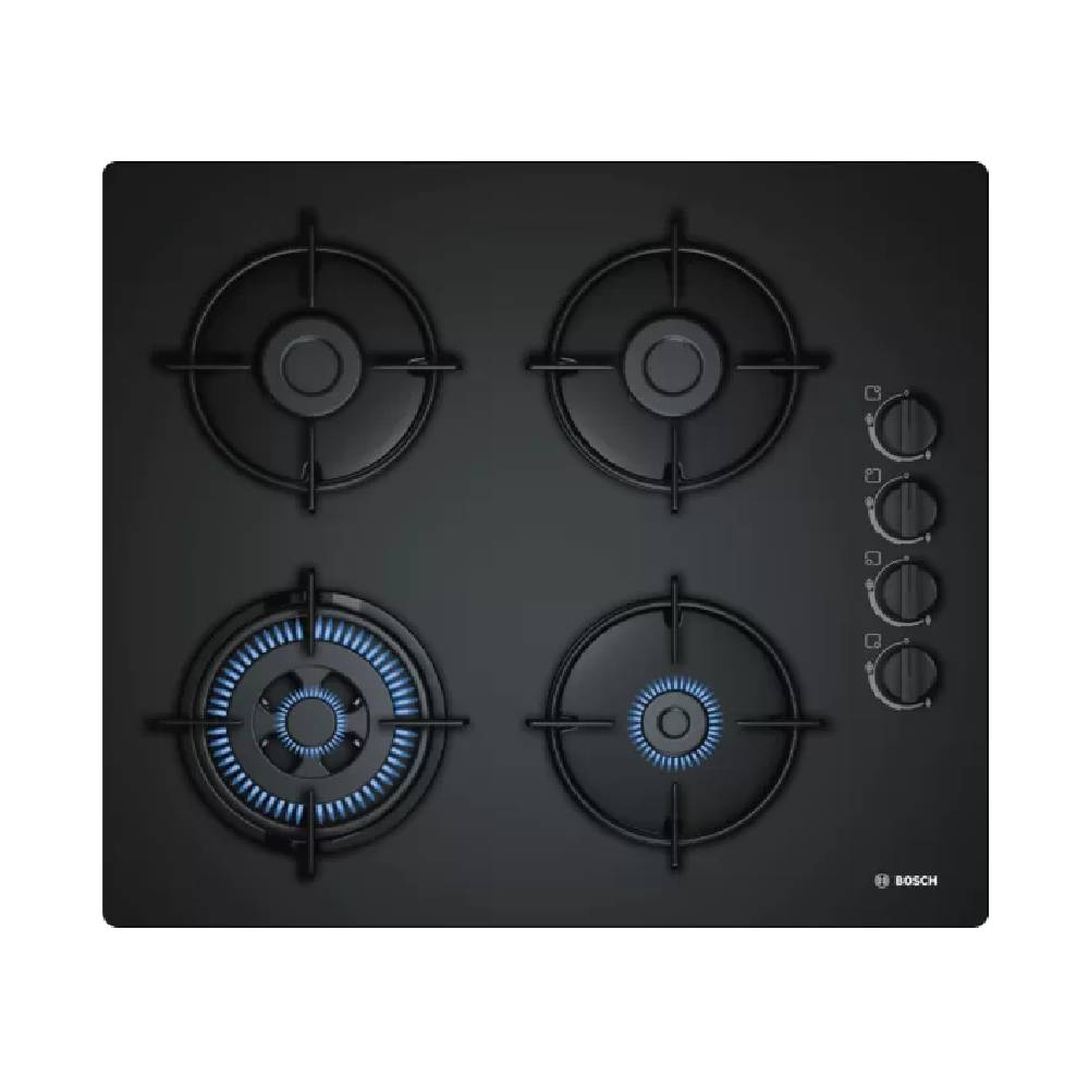 

Bosch Built in Hob with Electromagnetic Burner, Integrated Flame Failure Safety Device, Sword Control Knobs, Auto Ignition (Black, POH6B6B10I)