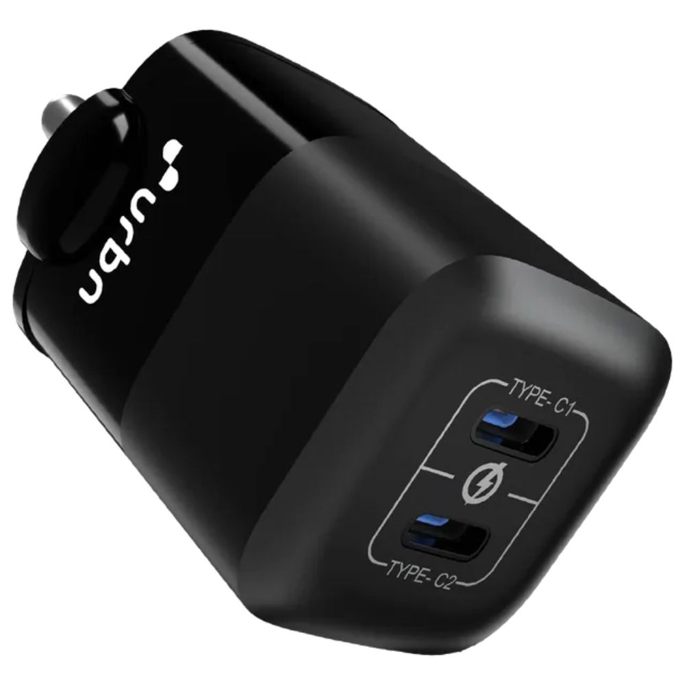 URBN 40W PD GaN Adapter with 25W Fast Charge, GaN Technology, Universal Compatibility, Black (UWA401_BE1)