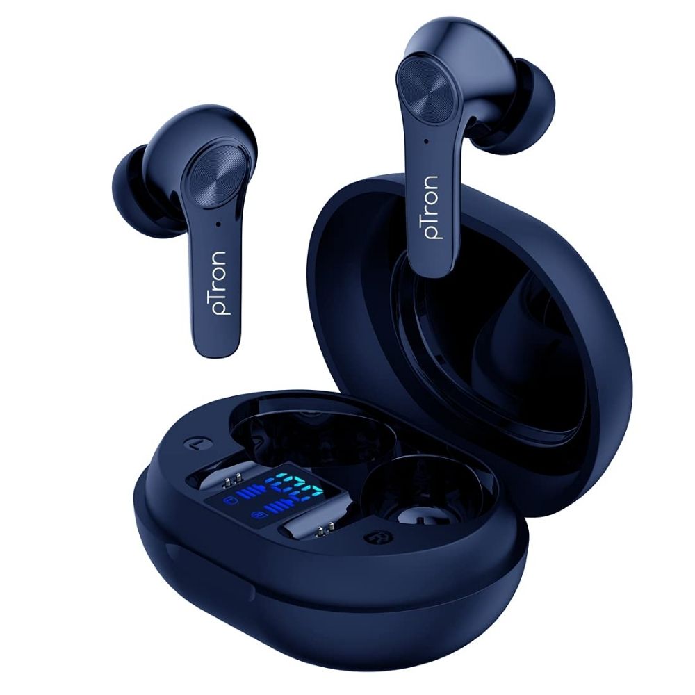 

pTron Bassbuds Ultima ANC Active Noise Cancelling TWS, Bluetooth 5.0 Wireless Headphone with Immersive Sound,Voice Assistance (Blue)