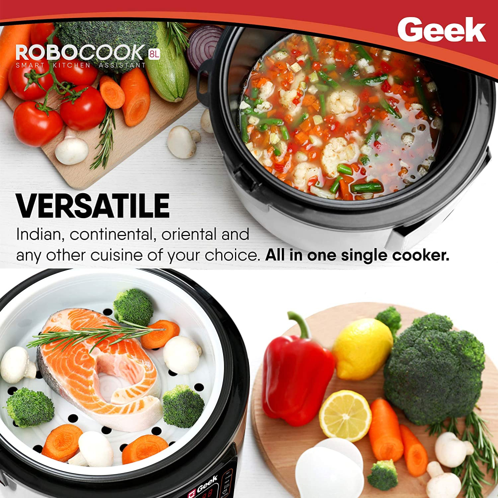 Geek Robocook Automatic 8 Litre Electric Pressure Cooker with 11 in 1