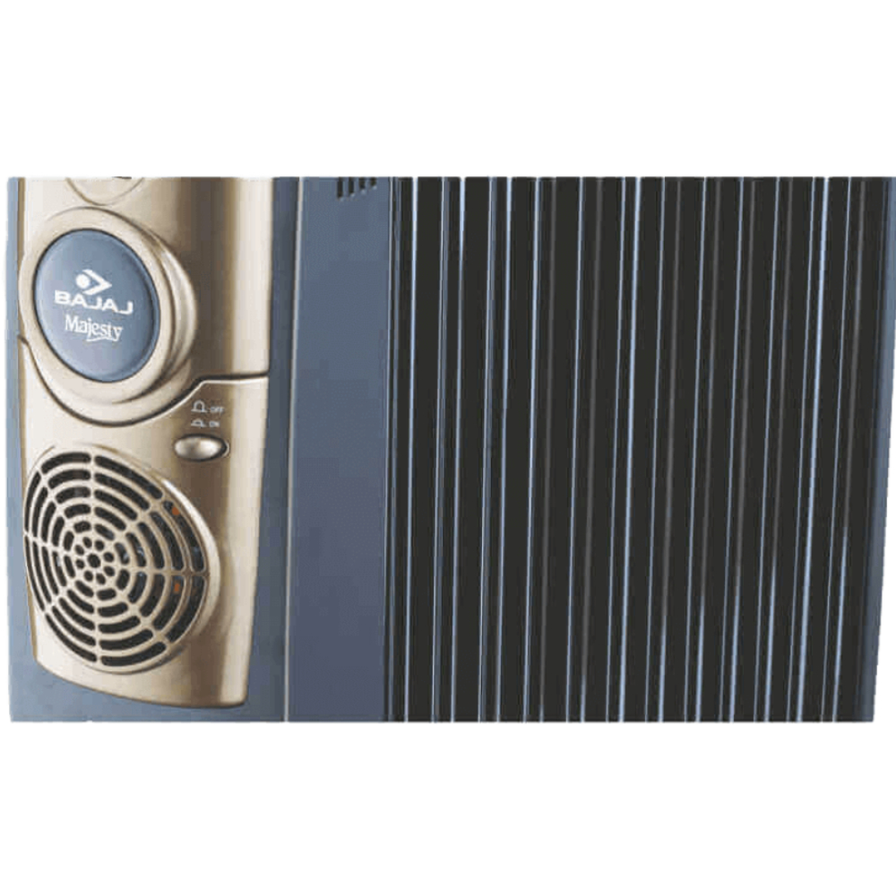 Bajaj Majesty RH13F Plus Room Heater with 3 Heat Settings, Noiseless  Operation, International Design and Styling, Castor Wheel (Black/Golden) |  Vijay Sales